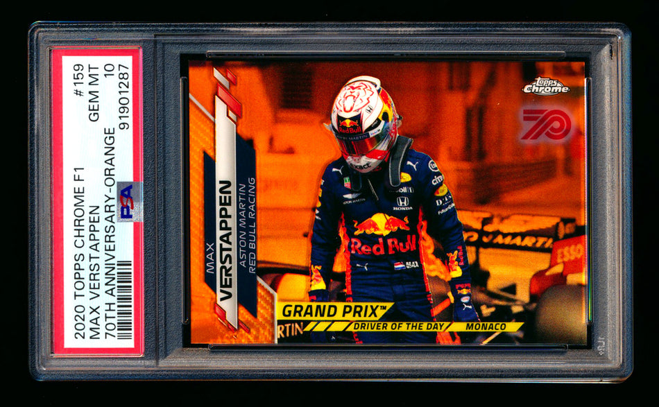 2020 Topps Chrome F1 #159 Max Verstappen RC 70th Anniversary Orange Refractor PSA 10 ** (SOLD eBay - $395.00 - 5/2/2025) **