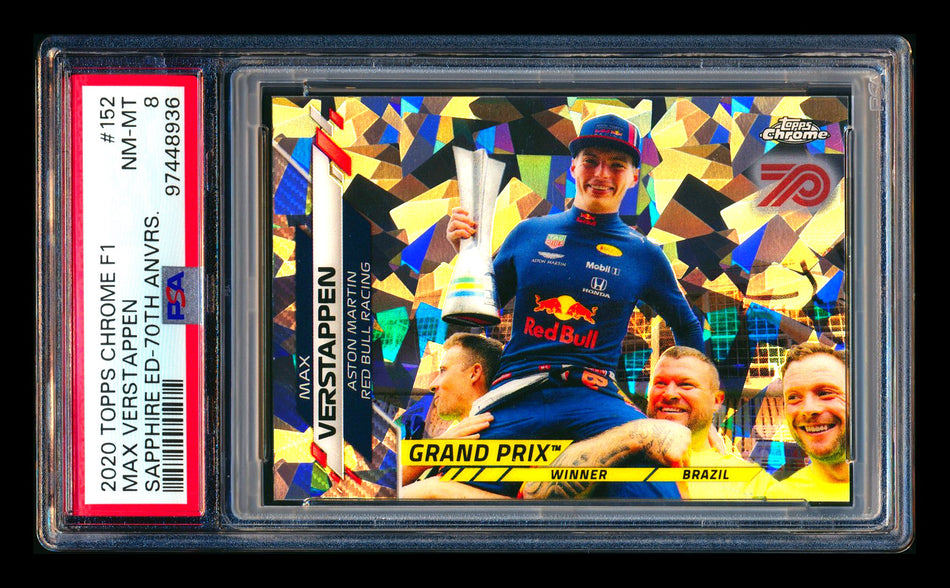 2020 Topps Chrome Sapphire F1 #152 Max Verstappen RC 70th Silver Refractor #27/70 PSA 8
