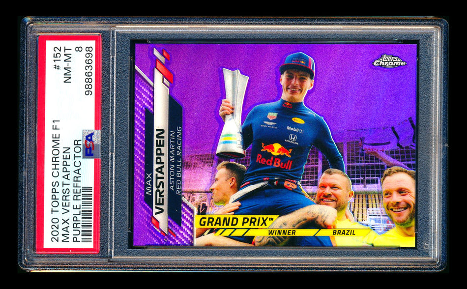 2020 Topps Chrome F1 #152 Max Verstappen RC Purple Refractor #069/399 PSA 8