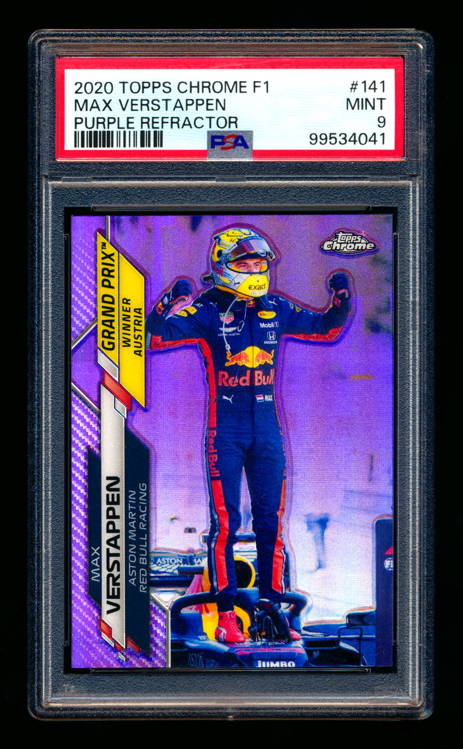 2020 Topps Chrome F1 #141 Max Verstappen RC Purple Refractor #370/399 PSA 9 ** (SOLD eBay - $59.00 - 2/12/2025) **