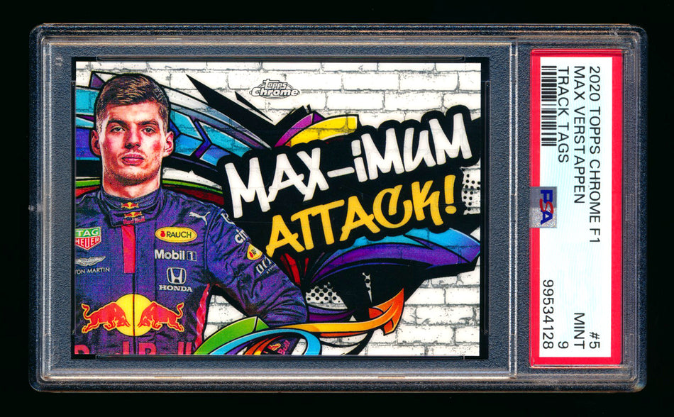 2020 Topps Chrome F1 Track Tags #TT-5 Max "MAX-imum Attack!" Verstappen RC Refractor PSA 9 ** (SOLD eBay - $49.00 - 10/9/2025) **