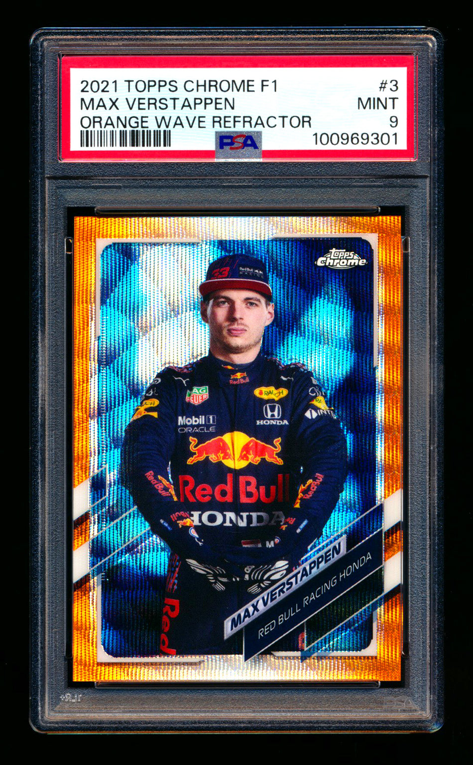 2021 Topps Chrome F1 #3 Max Verstappen Orange Wave Refractor Portrait #07/25 PSA 9 ** (SOLD - $179.00 - 4/25/2025) **