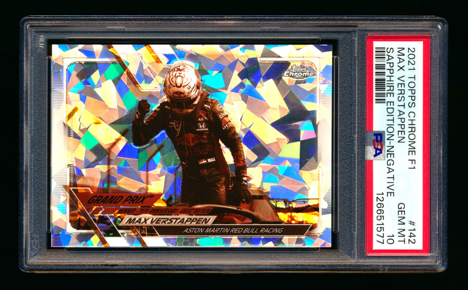 2021 Topps Chrome Sapphire F1 #142 Max Verstappen Negative Refractor #038/100 PSA 10 ** (SOLD - $129.00 - 5/9/2026) **