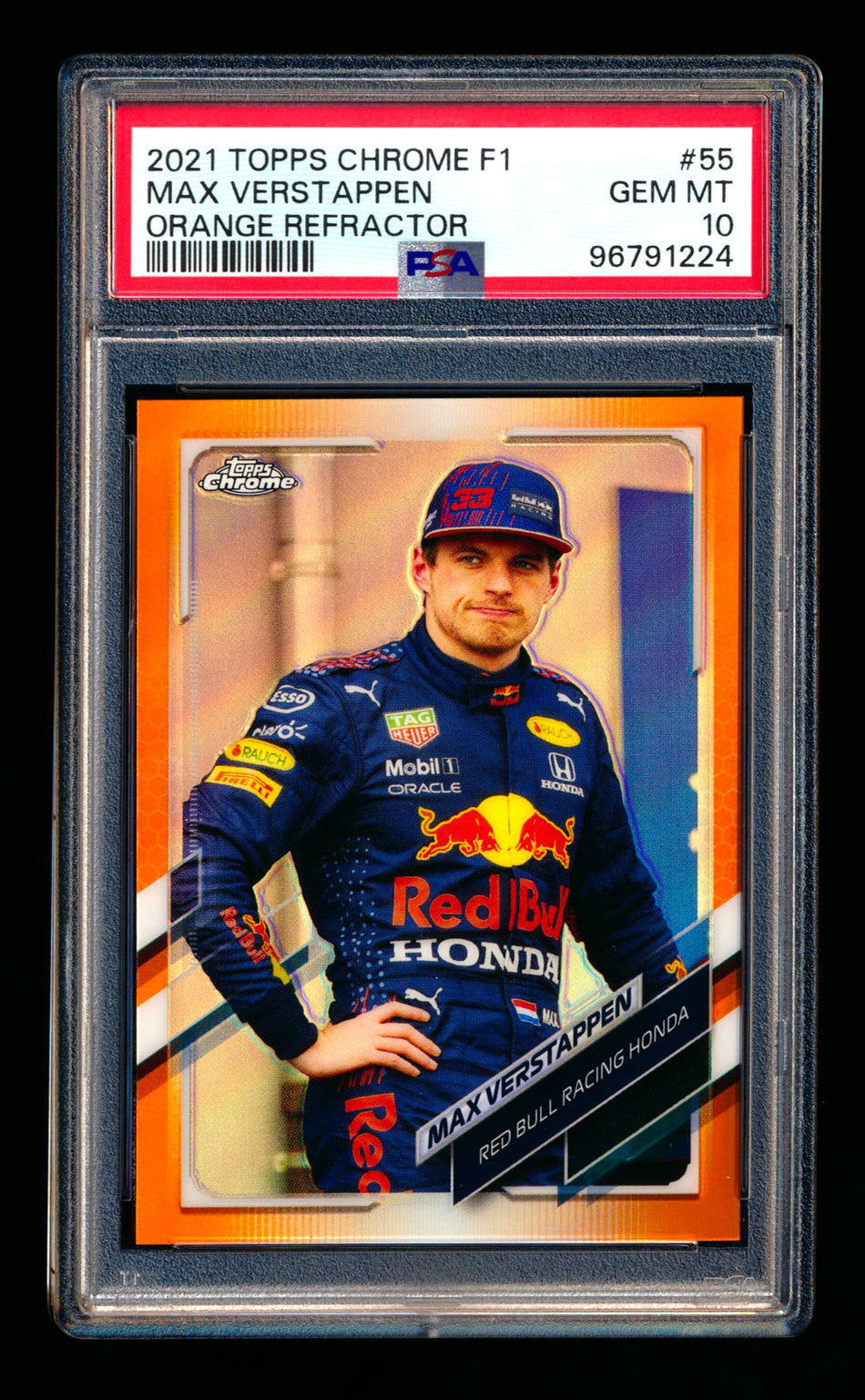 2021 Topps Chrome F1 #55 Max Verstappen Orange Refractor #17/25 PSA 10 ** (SOLD - $145.00 - 12/31/2024) **