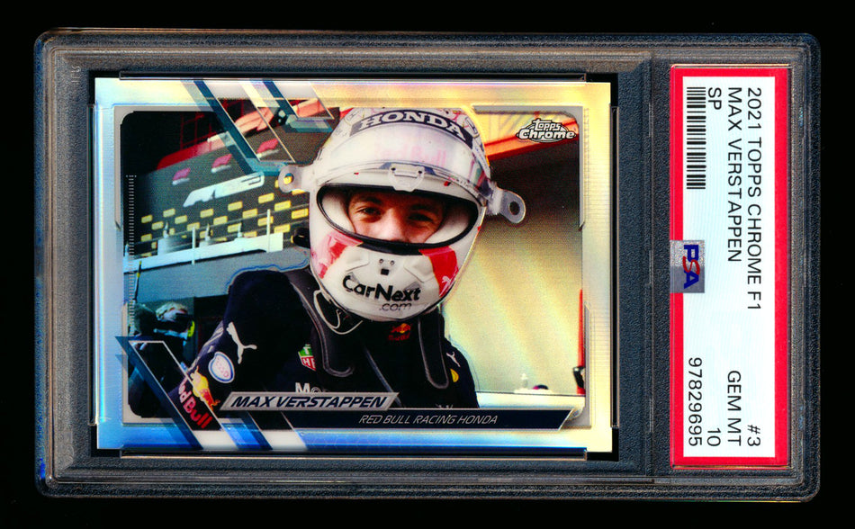 2021 Topps Chrome F1 #3 Max Verstappen Refractor Image Variation SP PSA 10 ** (SOLD - $75.00 - 1/17/2025) **