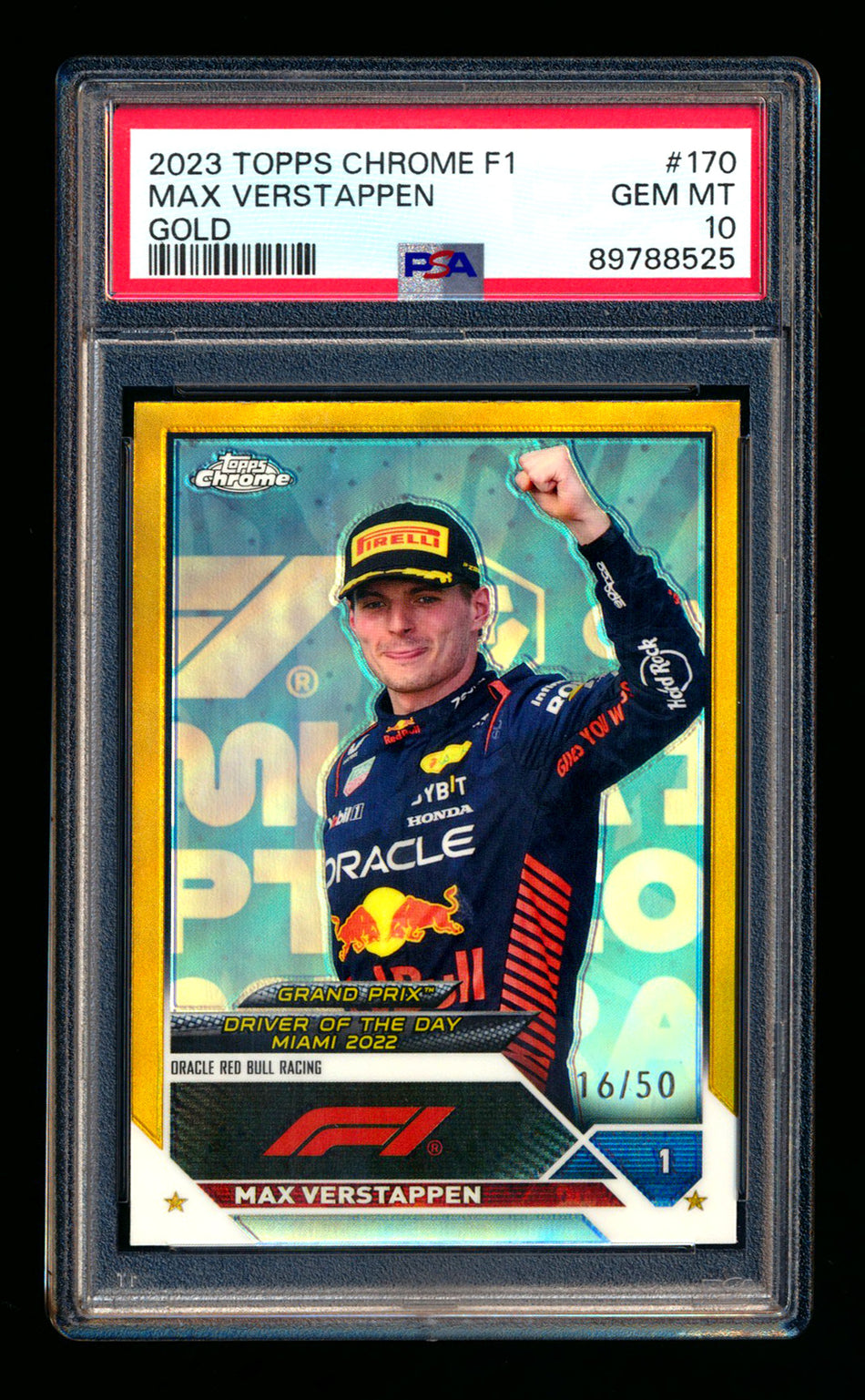 2023 Topps Chrome F1 #170 Max Verstappen Gold Refractor #16/50 PSA 10 ** (SOLD WCCS - $150.00 - 8/23/2025) **