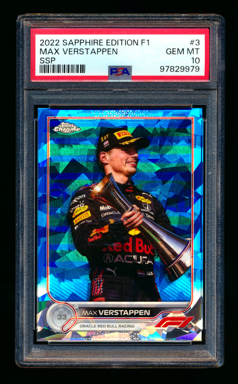 2022 Topps Chrome Sapphire F1 #3 Max Verstappen Refractor Image Variation SSP PSA 10 ** (SOLD Card Show - $80.00 - 2/14/2025) **