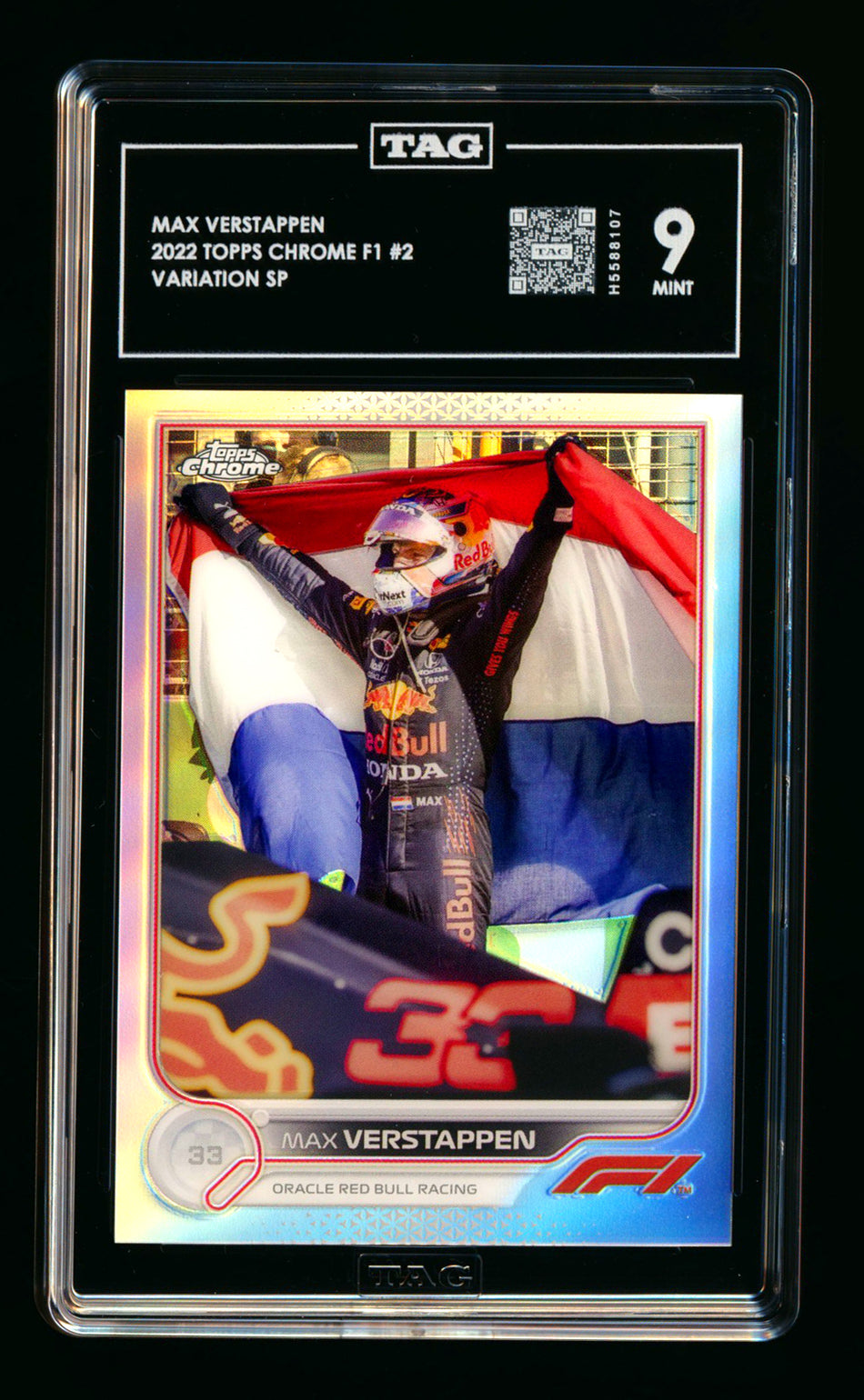 2022 Topps Chrome F1 #2 Max Verstappen Refractor Image Variation SSP TAG 9