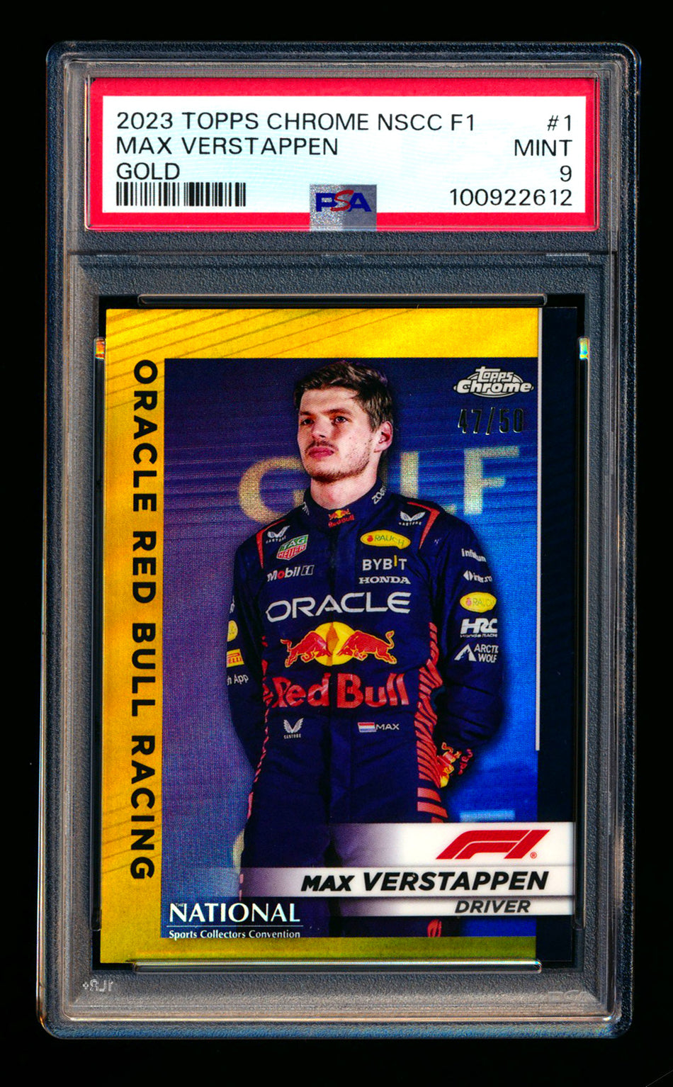 2023 Topps Chrome NSCC F1 #F1-1 Max Verstappen Gold Refractor #47/50 PSA 9 ** (SOLD - $79.00 - 5/24/2025) **