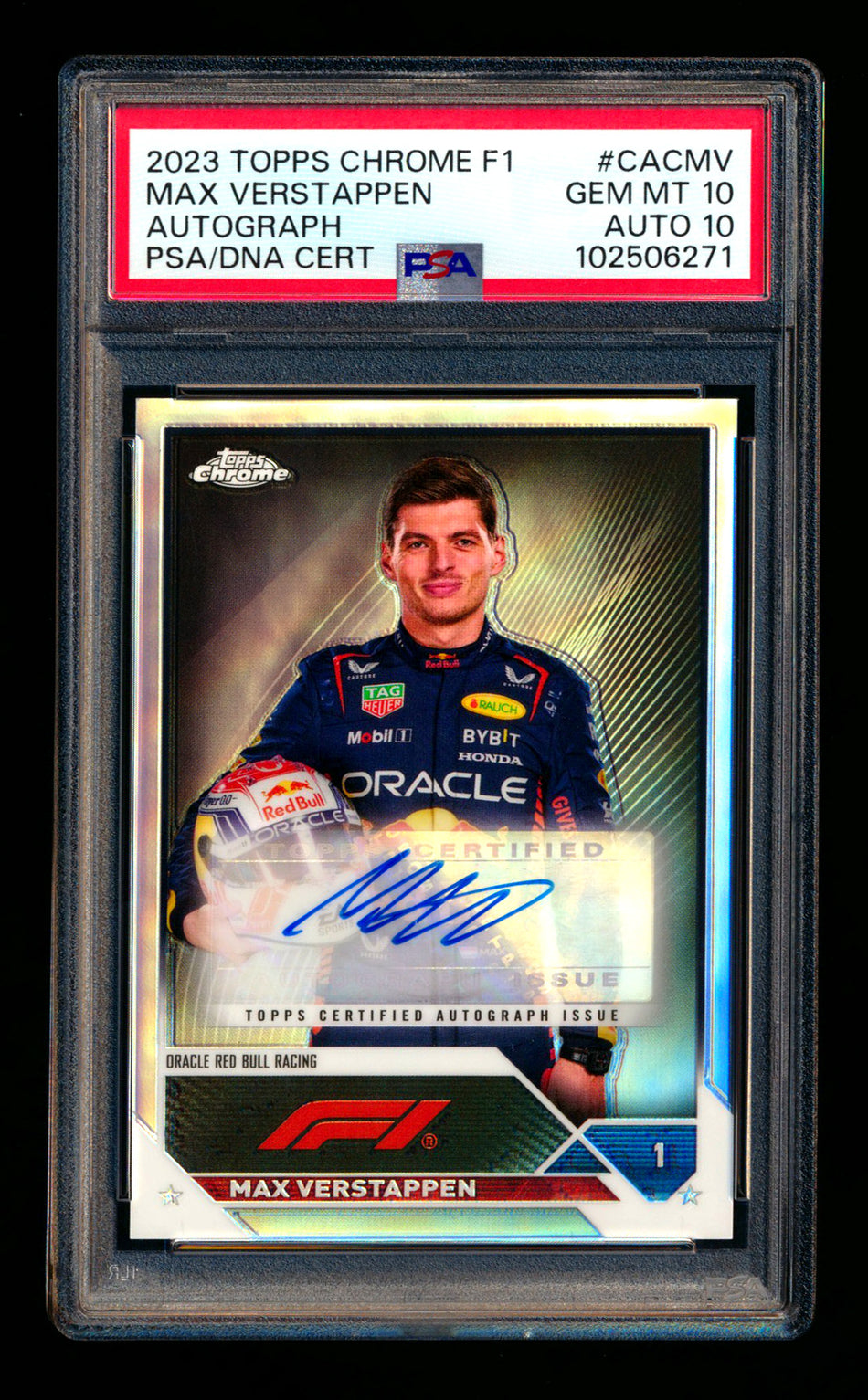 2023 Topps Chrome F1 #CAC-MV Max Verstappen Refractor Autograph PSA 10 DNA 10 ** (SOLD - $2,700.00 - 10/13/2025) **