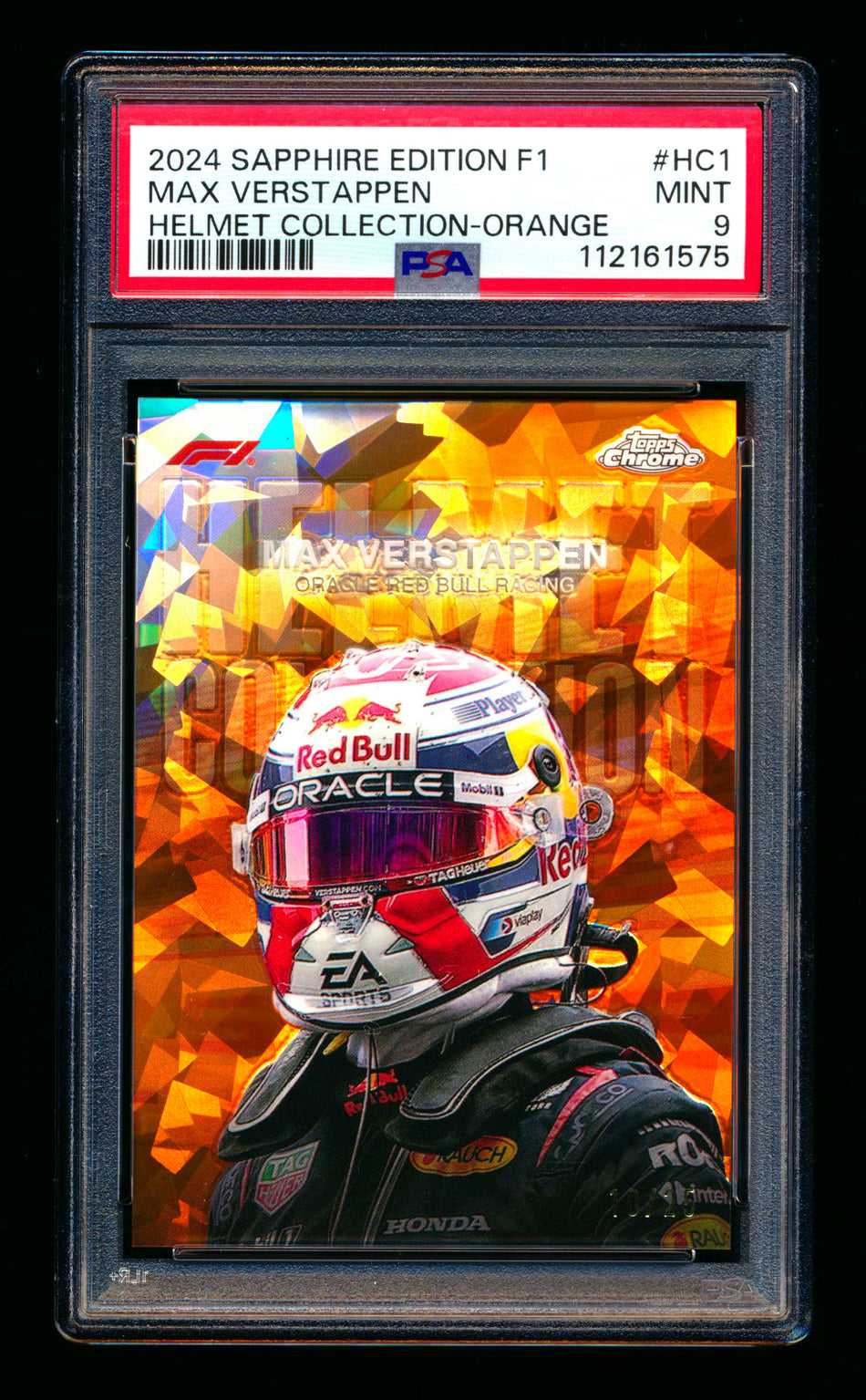 2024 Topps Chrome Sapphire Helmet Collection #HC-1 Max Verstappen Orange Refractor #10/25 PSA 9 ** (SOLD - $1,200.00 - 8/27/2025) **