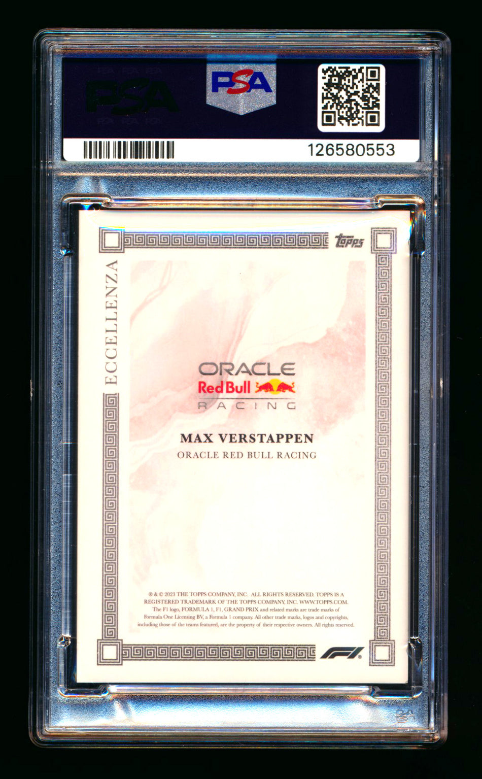 2023 Topps Eccellenza F1 Max Verstappen Red Parallel #05/10 PSA 10 ** (SOLD - $1,075.50 - 5/6/2026) **