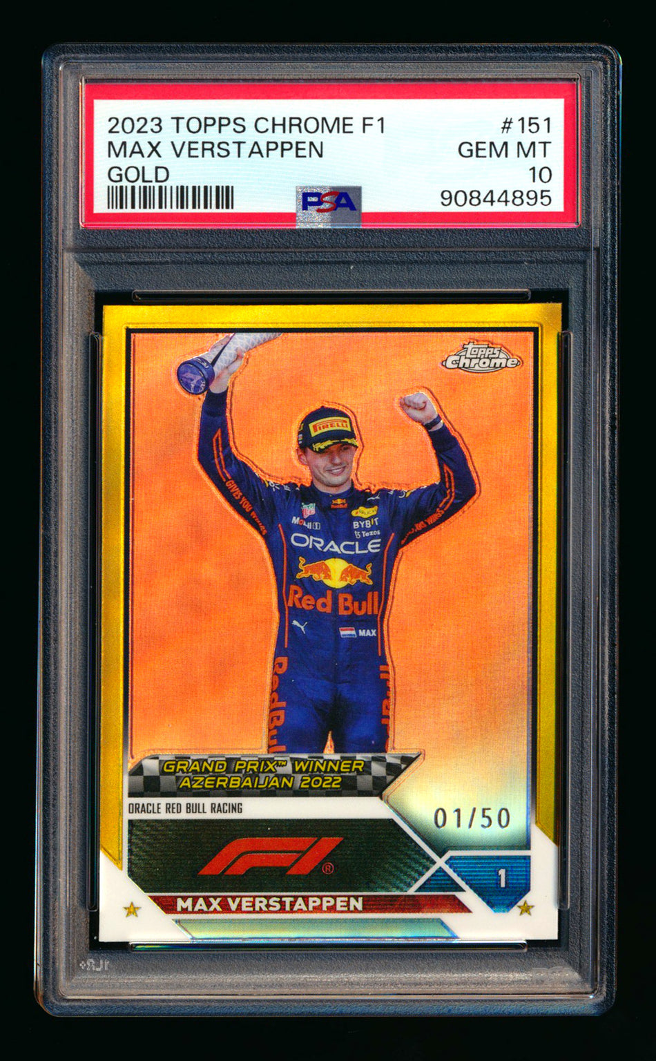 2023 Topps Chrome F1 #151 Max Verstappen Gold Refractor #01/50 PSA 10 (Car Number!) ** (SOLD - $99.00 - 11/4/2024) **