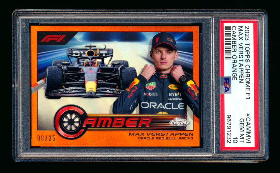 2023 Topps Chrome F1 Camber #CAM-MVI Max Verstappen Orange Refractor #08/25 PSA 10 ** (SOLD - $135.00 - 1/2/2025) **