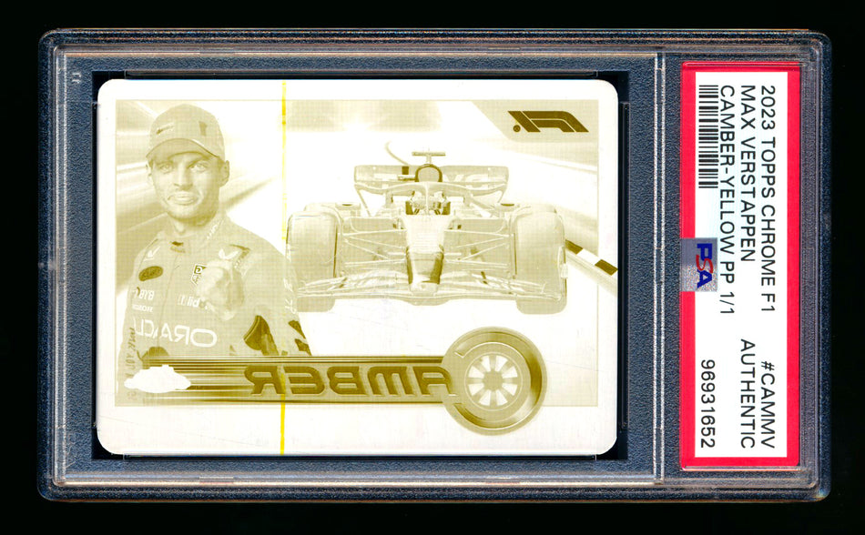 2023 Topps Chrome F1 Camber #CAM-MV Max Verstappen Yellow Printing Plate #1/1 PSA Authentic ** (SOLD eBay - $249.00 - 9/11/2025) **