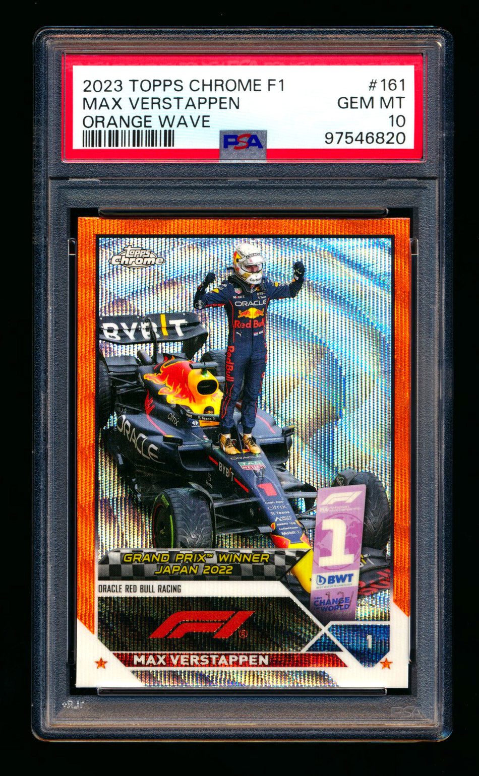 2023 Topps Chrome F1 #161 Max Verstappen Orange Wave Refractor #12/25 PSA 10