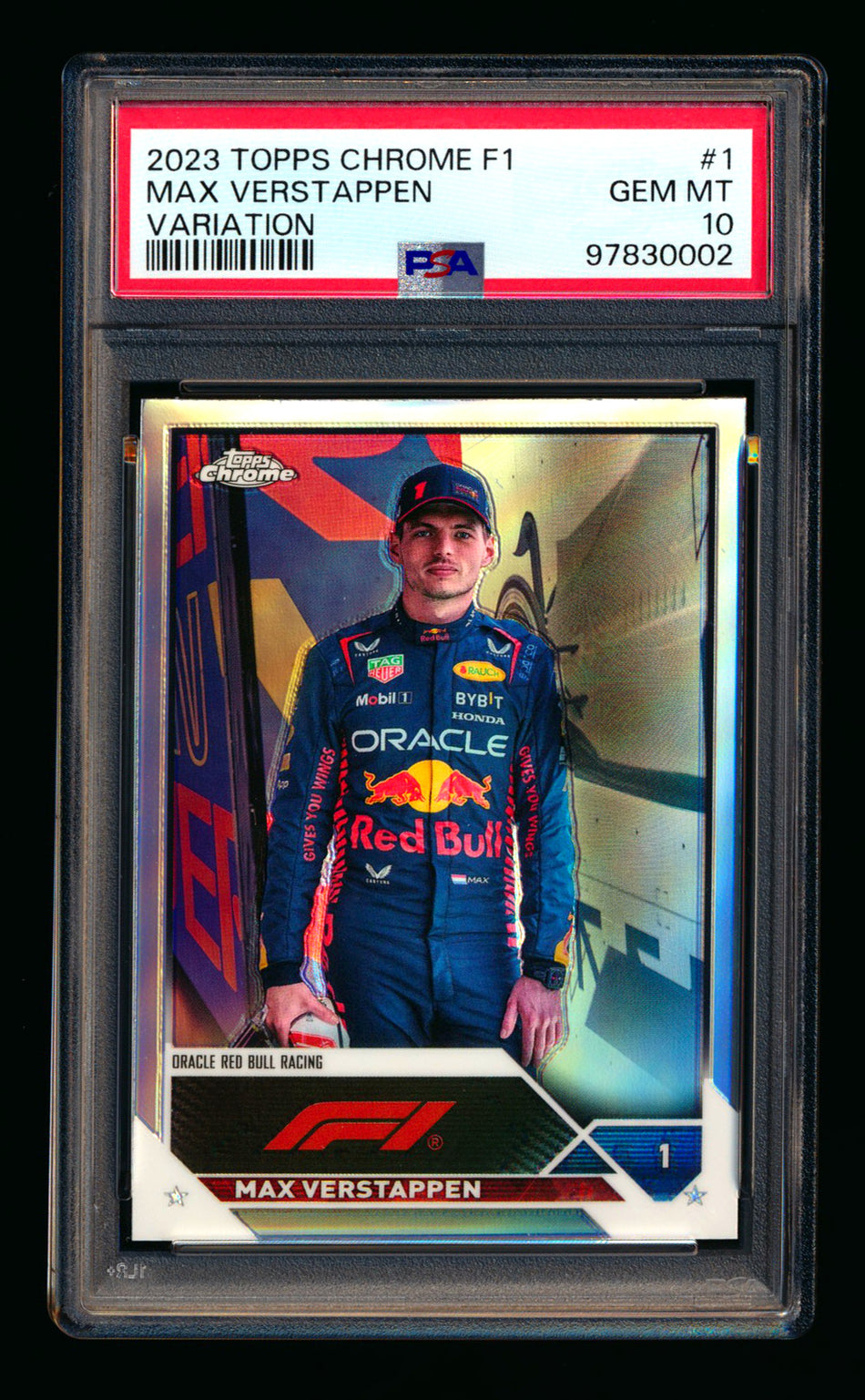 2023 Topps Chrome F1 #1 Max Verstappen Refractor Image Variation SP PSA 10