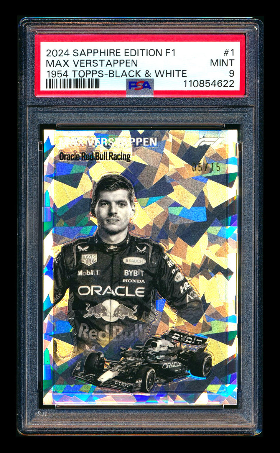 2024 Topps Chrome Sapphire F1 #1954-1 Max Verstappen 1954 Black & White Refractor #05/15 PSA 9 ** (SOLD eBay - $195.00 - 7/10/2026) **