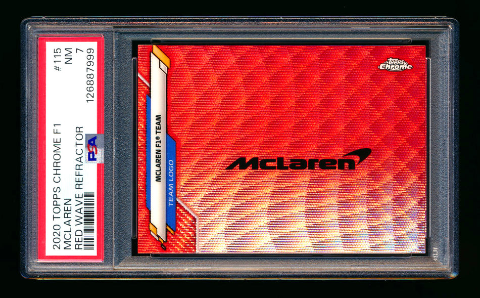 2020 Topps Chrome F1 #115 McLaren Team Logo RC Red Wave Refractor #5/5 PSA 7
