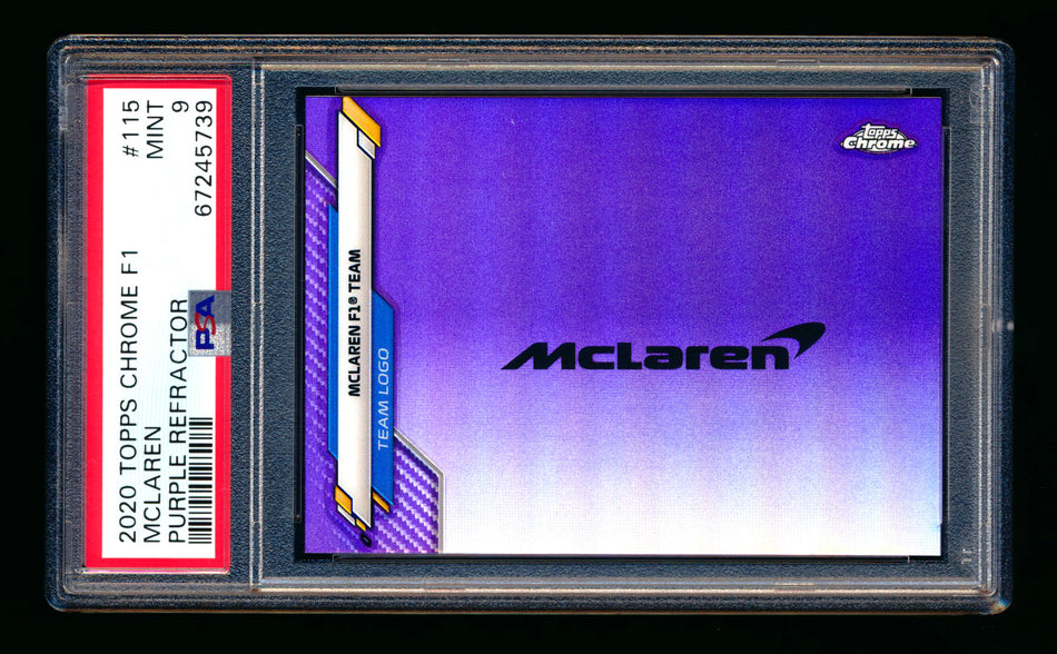 2020 Topps Chrome F1 #115 McLaren Team Logo RC Purple Refractor #323/399 PSA 9 ** (SOLD - $125.00 - 8/27/2025) **