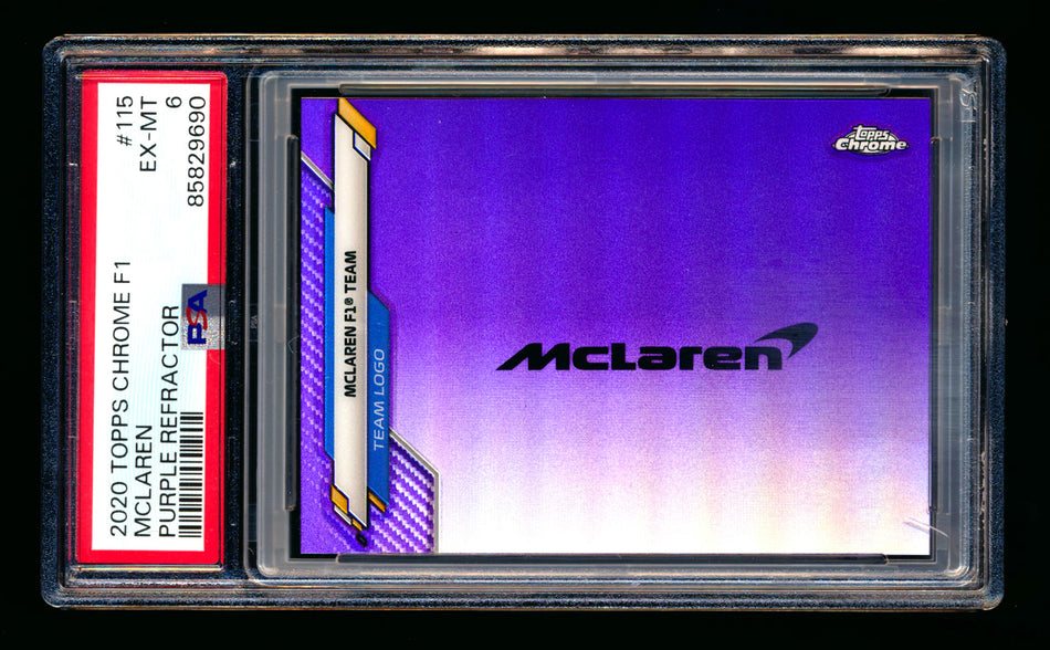 2020 Topps Chrome F1 #115 McLaren Team Logo RC Purple Refractor #109/399 PSA 6 ** (SOLD - $25.00 - 12/12/2024) **