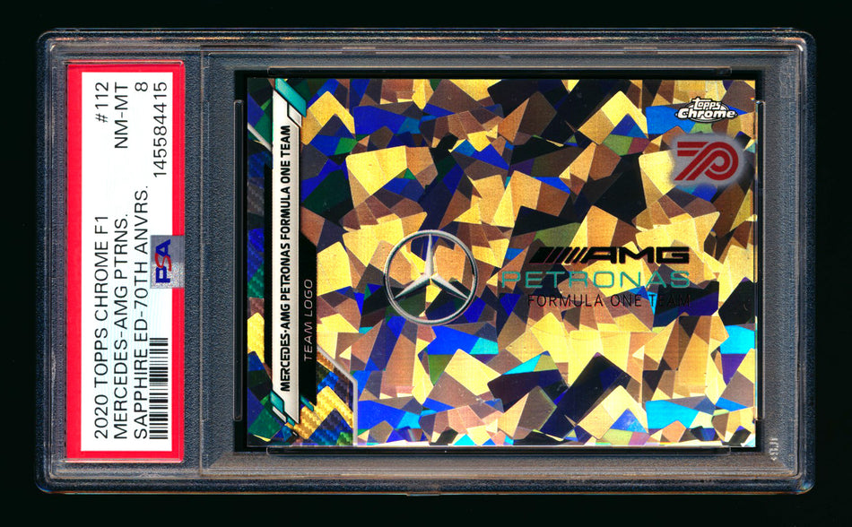2020 Topps Chrome Sapphire F1 #112 Mercedes AMG Petronas Team Logo RC 70th Silver Refractor #55/70 PSA 8 ** (SOLD eBay - $449.00 - 5/18/2026) **
