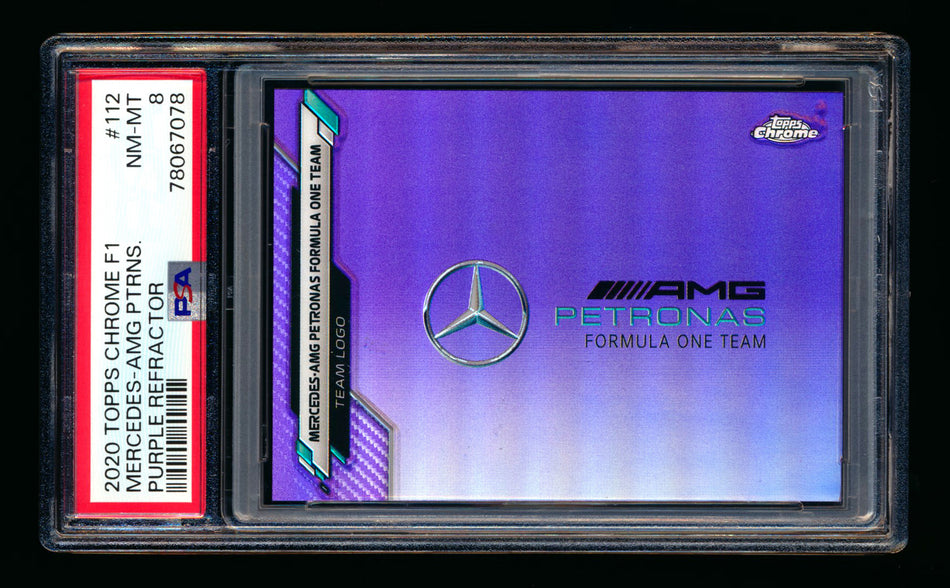 2020 Topps Chrome F1 #112 Mercedes-AMG Petronas Team Logo RC Purple Refractor #365/399 PSA 8 ** (SOLD - $49.00 - 12/15/2024) **