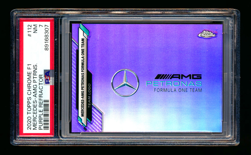 2020 Topps Chrome F1 #112 Mercedes-AMG Petronas Team Logo RC Purple Refractor #165/399 PSA 7 ** (SOLD eBay - $59.00 - 9/30/2025) **