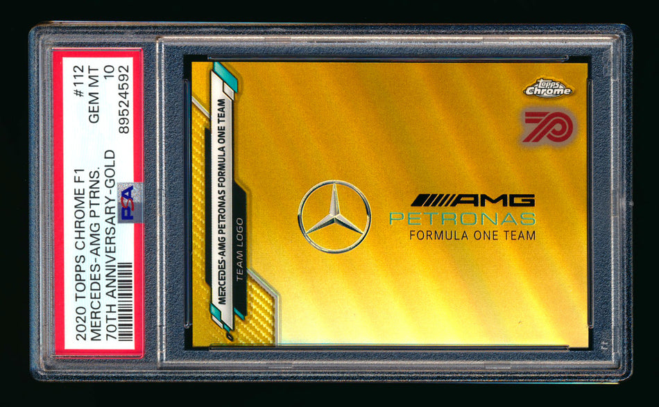 2020 Topps Chrome F1 #112 Mercedes-AMG Petronas Team Logo RC 70th Anniversary Gold Refractor PSA 10 ** (SOLD eBay - $379.00 - 12/26/2024) **