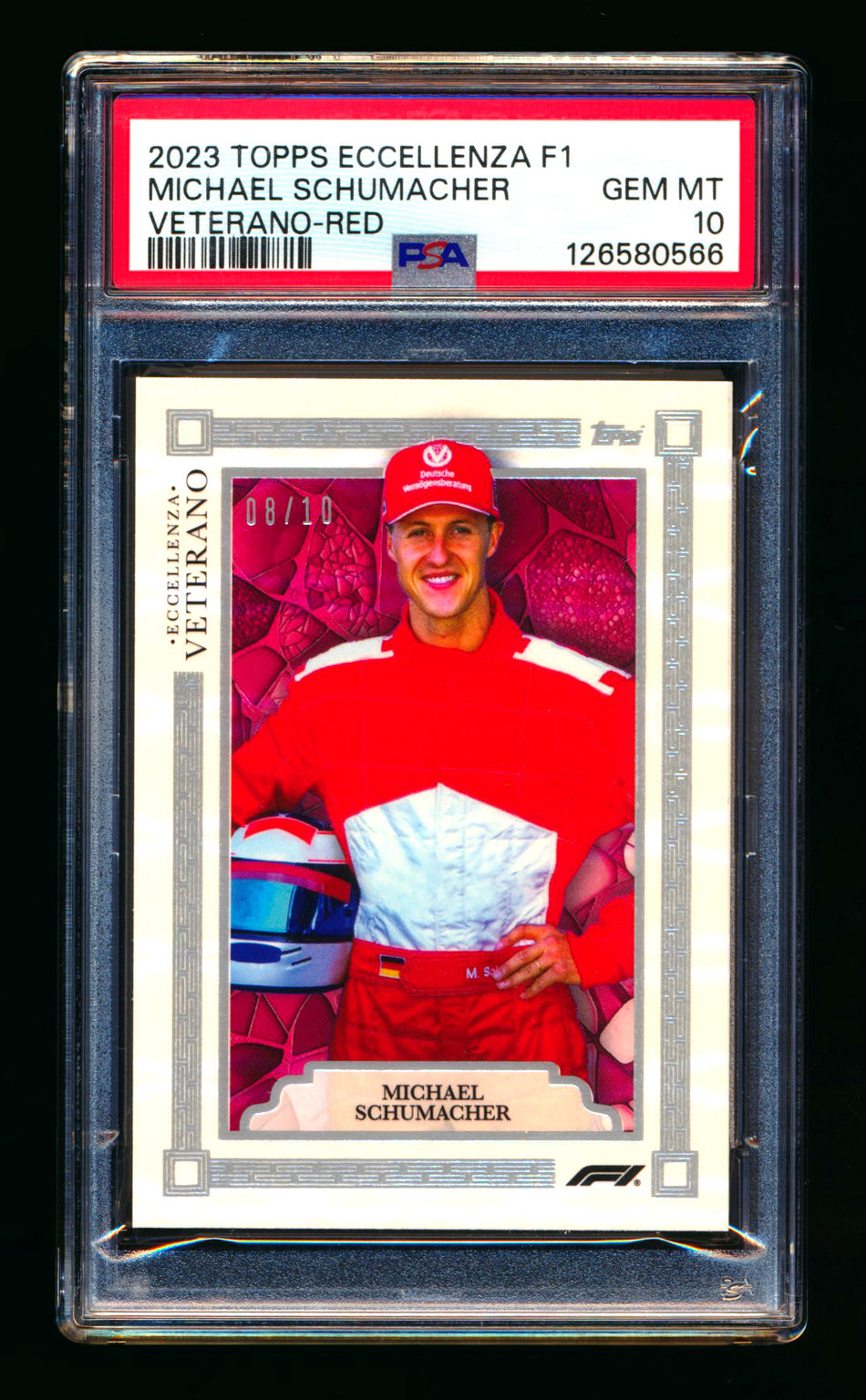 2023 Topps Eccellenza F1 Veterano Michael Schumacher 1ST Year Red Parallel #08/10 PSA 10