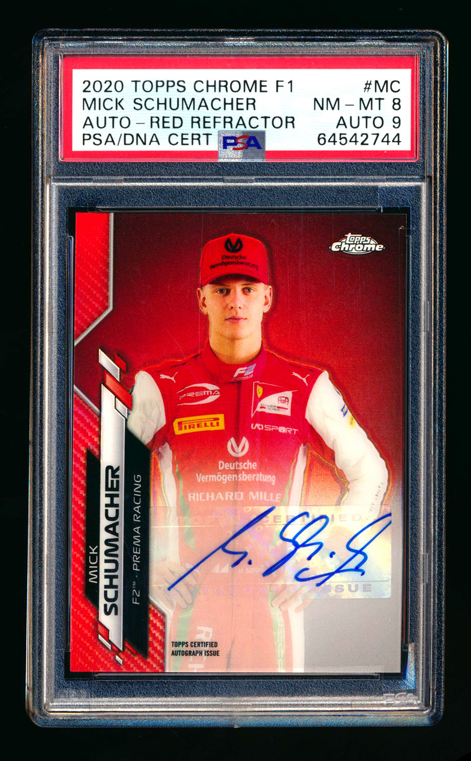 2020 Topps Chrome F1 #F1A-MC Mick Schumacher RC Red Refractor Autograph #4/5 PSA 8 DNA 9 ** (SOLD - $5,000.00 - 11/18/2025) **