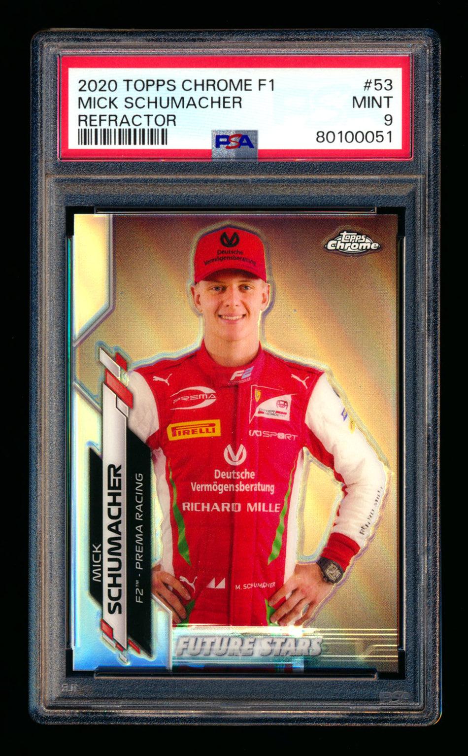 2020 Topps Chrome F1 #53 Mick Schumacher RC Refractor PSA 9