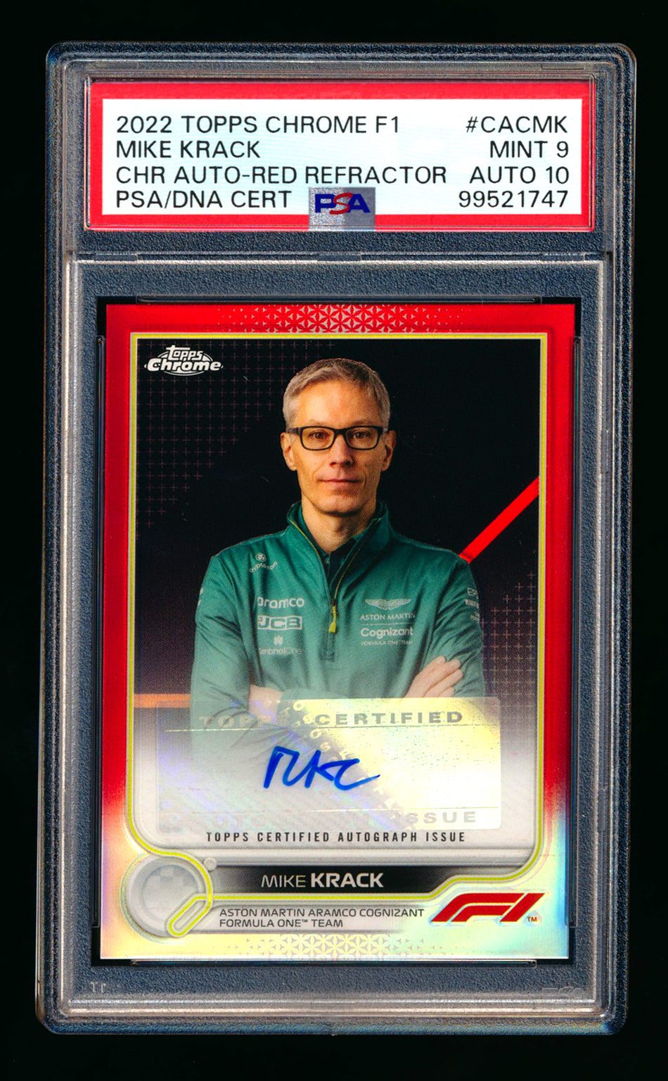 2022 Topps Chrome F1 #CAC-MK Mike Krack 1ST Year Red Refractor Autograph #1/5 PSA 9 DNA 10 (First #!) ** (SOLD - $279.00 - 1/31/2025) **