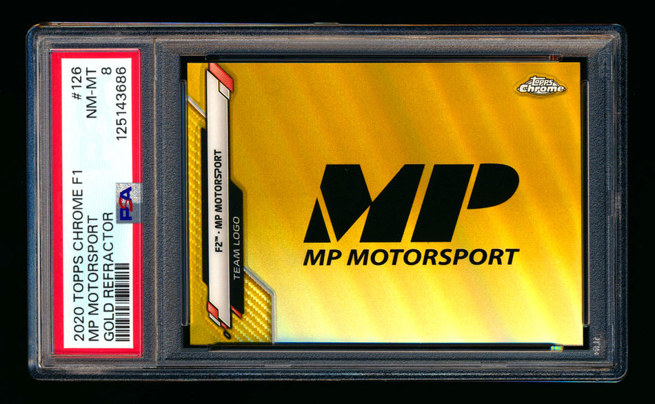 2020 Topps Chrome F1 #126 MP Motorsport Team Logo RC Gold Refractor #47/50 PSA 8