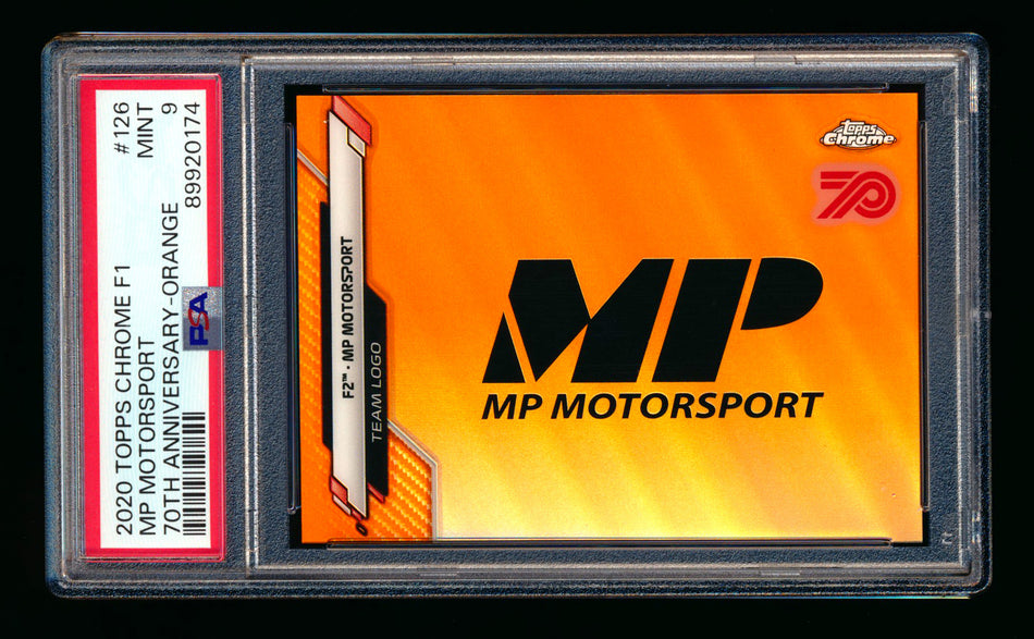 2020 Topps Chrome F1 #126 MP Motorsport Team Logo RC 70th Anniversary Orange Refractor PSA 9