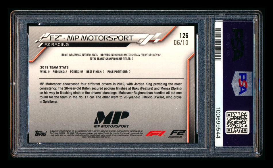 2020 Topps Chrome Sapphire F1 #126 MP Motorsport Team Logo RC Purple Refractor #06/10 PSA 7