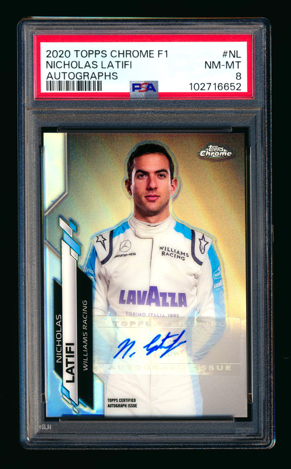 2020 Topps Chrome F1 #F1A-NL Nicholas Latifi RC Refractor Autograph #71/87 PSA 8