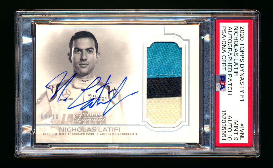 2020 Topps Dynasty F1 #DAP-IVNL Nicholas Latifi ROOKIE Patch Autograph #04/10 PSA 9 Mint DNA 10