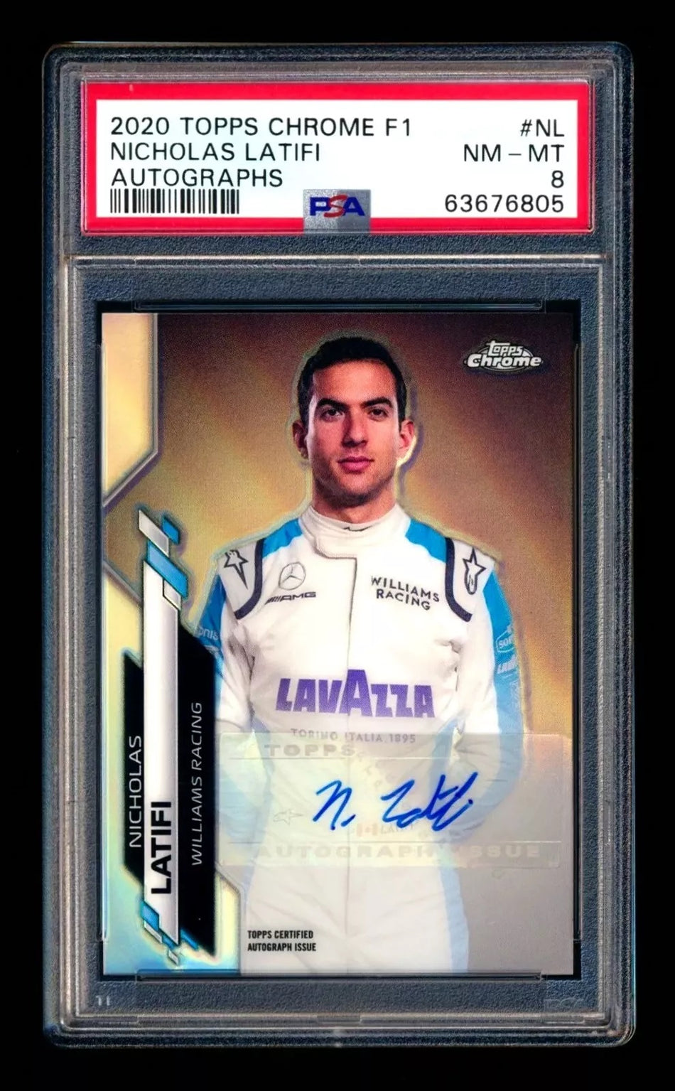 2020 Topps Chrome F1 #F1A-NL Nicholas Latifi RC Refractor Autograph #84/87 PSA 8