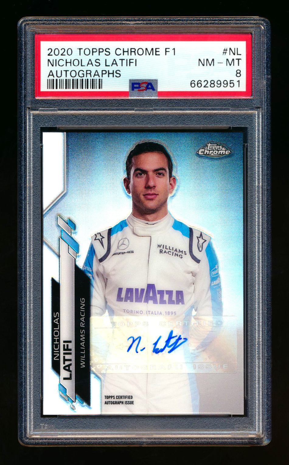 2020 Topps Chrome F1 #F1A-NL Nicholas Latifi RC Refractor Autograph #41/87 PSA 8 ** (SOLD - $219.00 - 10/23/2024) **