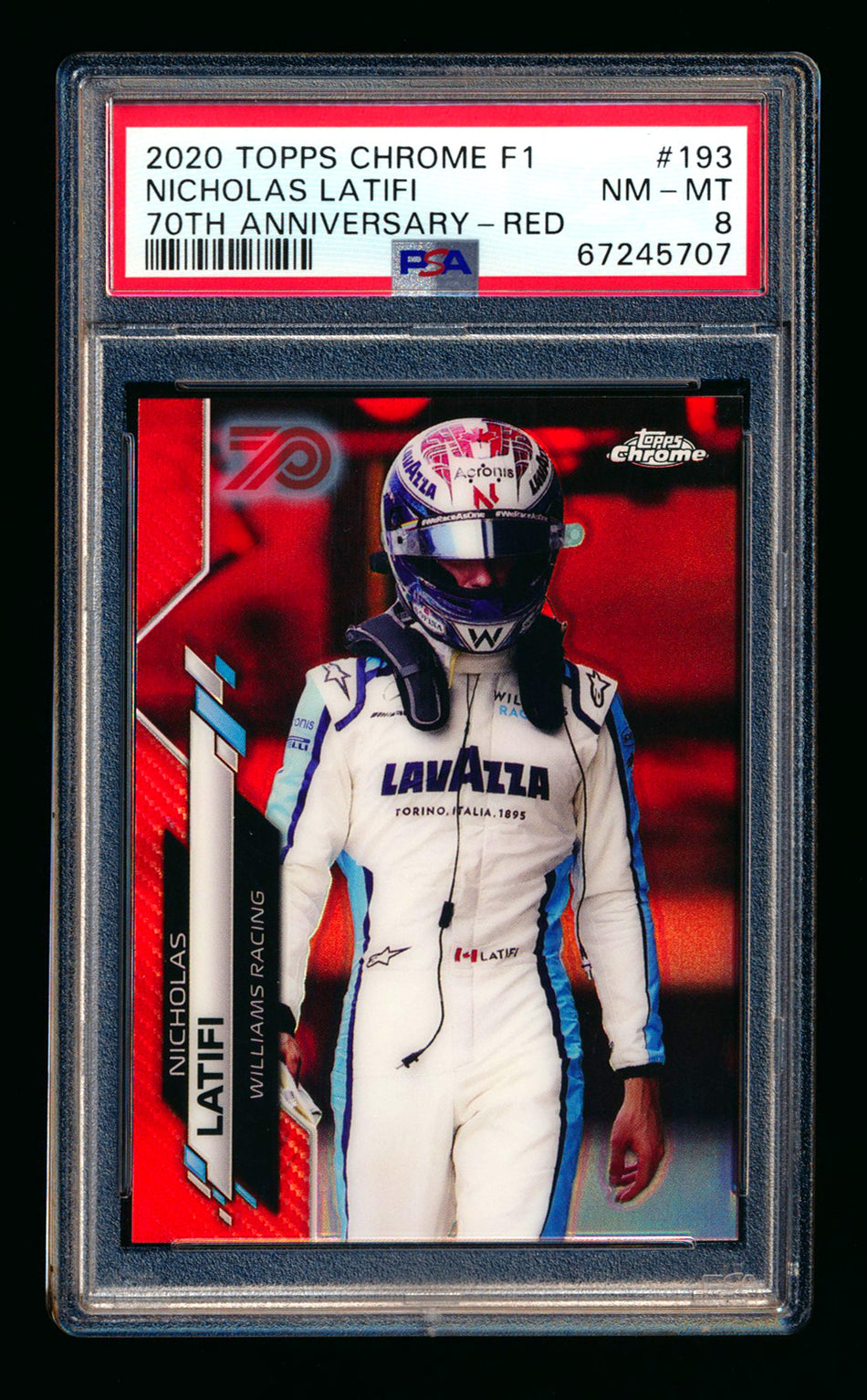 2020 Topps Chrome F1 #193 Nicholas Latifi RC 70th Anniversary Red Refractor PSA 8