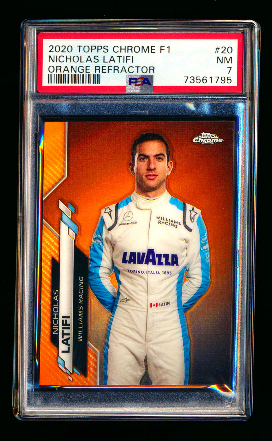 2020 Topps Chrome F1 #20 Nicholas Latifi RC Orange Refractor Portrait #19/25 PSA 7