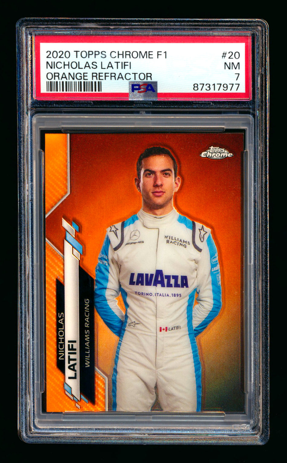 2020 Topps Chrome F1 #20 Nicholas Latifi RC Orange Refractor Portrait #12/25 PSA 7 ** (SOLD - $89.00 - 12/6/2024) **