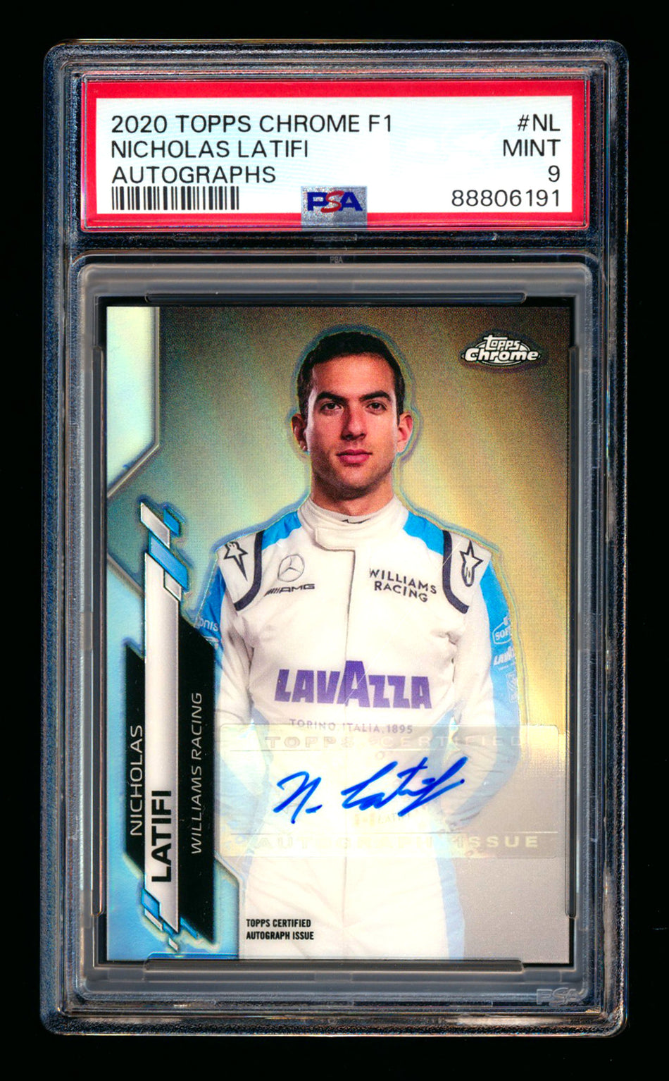 2020 Topps Chrome F1 #F1A-NL Nicholas Latifi RC Refractor Autograph #10/87 PSA 9