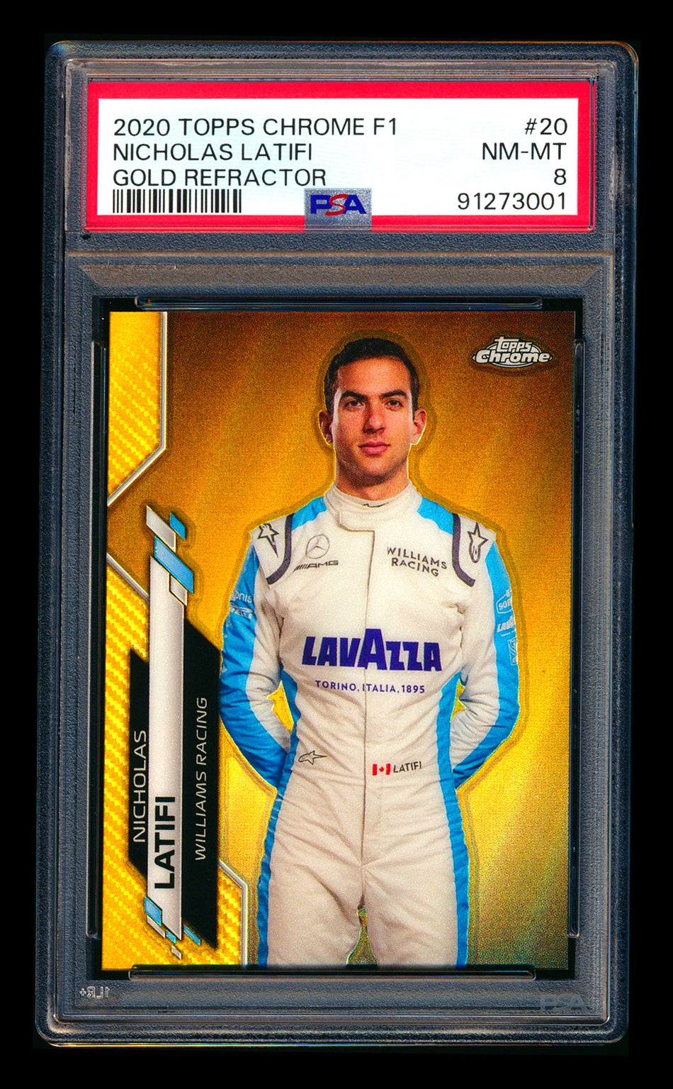 2020 Topps Chrome F1 #20 Nicholas Latifi RC Gold Refractor Portrait #39/50 PSA 8 ** (SOLD - $695.00 - 8/14/2026) **