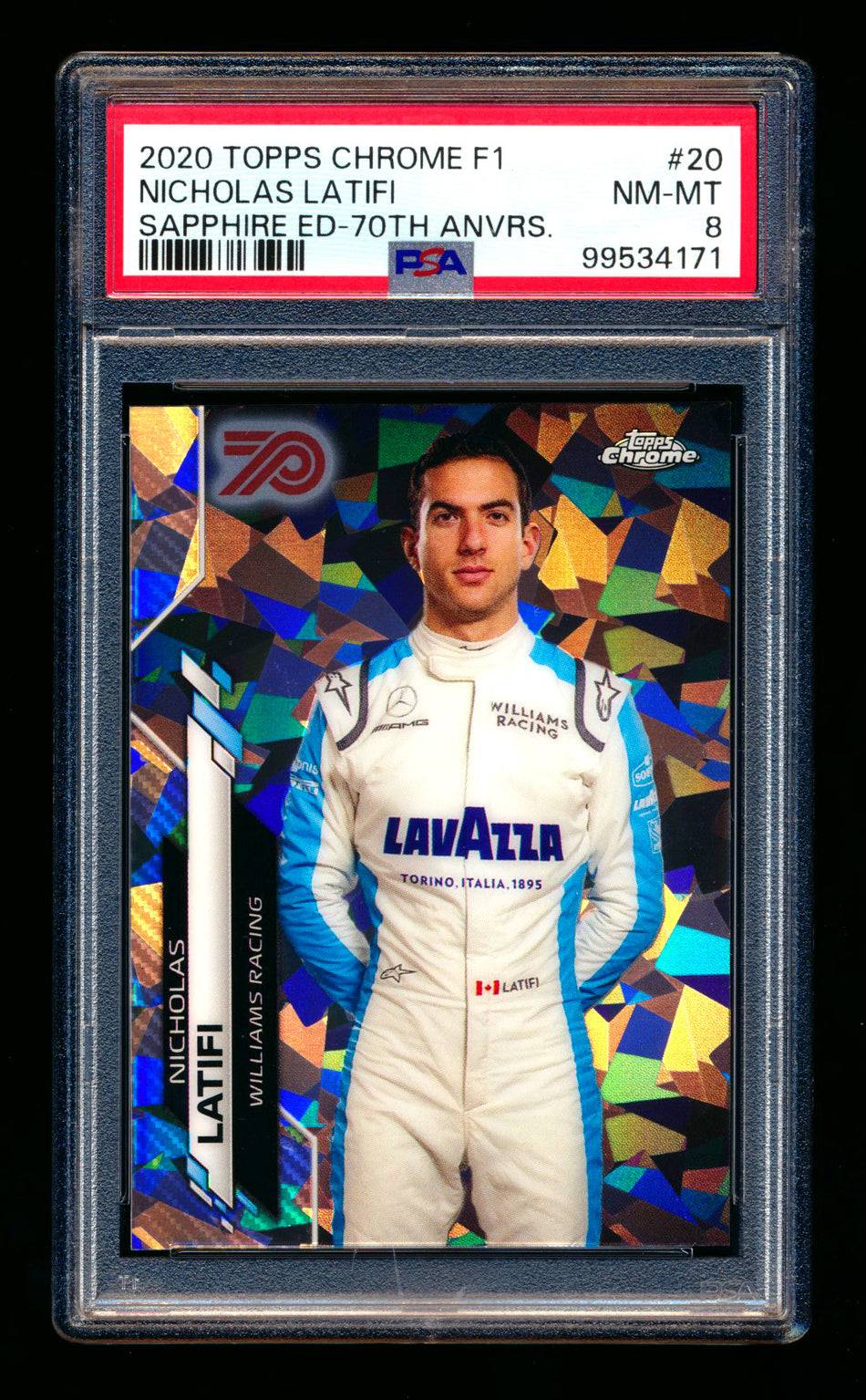 2020 Topps Chrome Sapphire F1 #20 Nicholas Latifi RC 70th Silver Refractor Portrait #67/70 PSA 8 ** (SOLD eBay - $69.00 - 2/11/2025) **