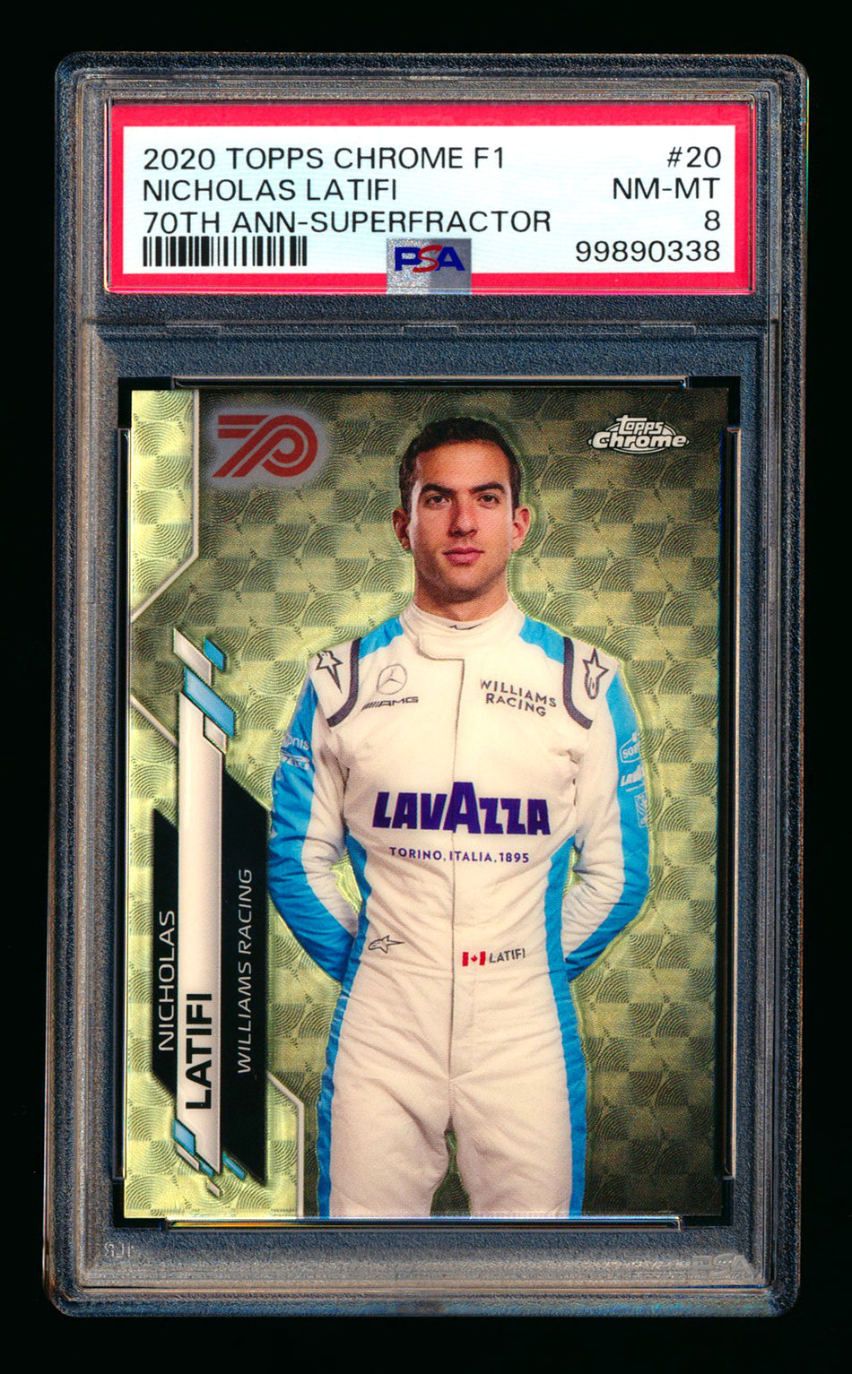 2020 Topps Chrome F1 #20 Nicholas Latifi RC 70th Anniversary Superfractor Portrait PSA 8