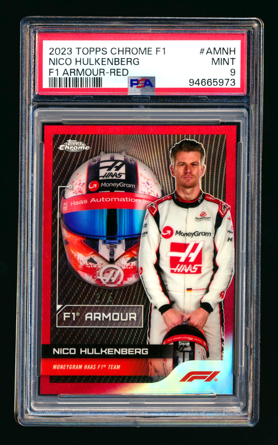 2023 Topps Chrome F1 Armour #AM-NH Nico Hulkenberg 1ST Year Red Refractor #2/5 PSA 9
