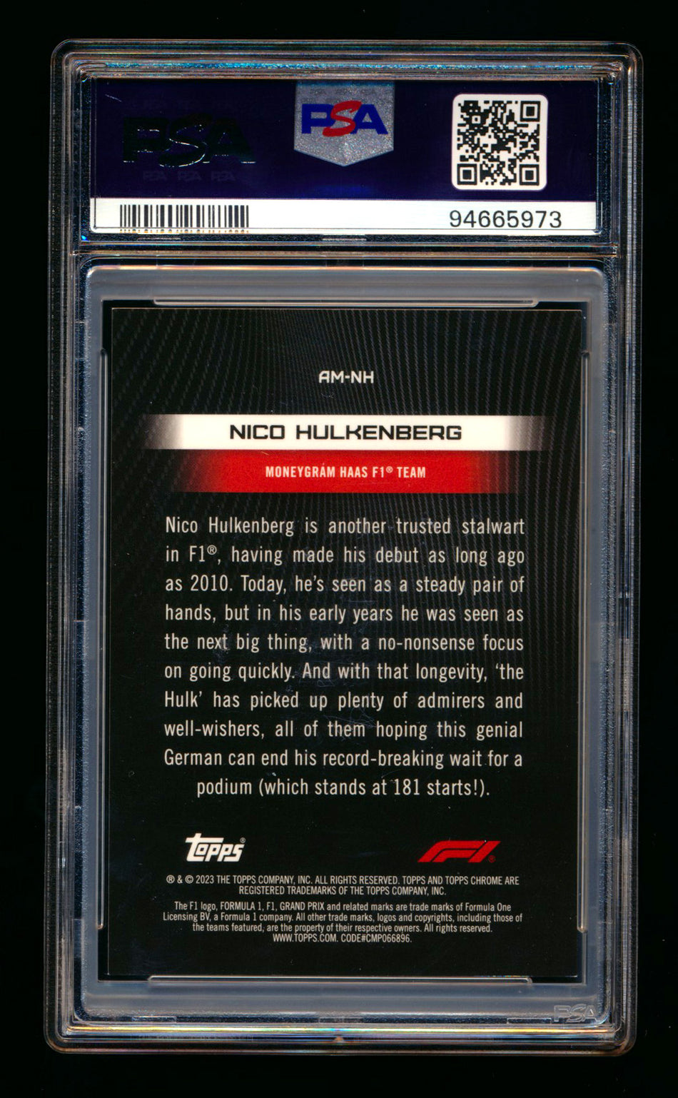 2023 Topps Chrome F1 Armour #AM-NH Nico Hulkenberg 1ST Year Red Refractor #2/5 PSA 9