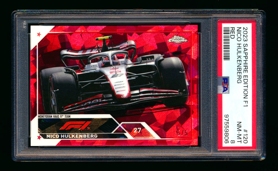 2023 Topps Chrome Sapphire F1 #120 Nico Hulkenberg 1ST Year Red Refractor #5/5 PSA 8 (Last Number!) ** (SOLD eBay - $89.00 - 1/17/2025) **